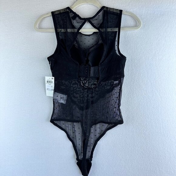 NWT INC International Concepts Bodysuit Women Small Black Mesh Grunge Cheeky - Picture 11 of 13